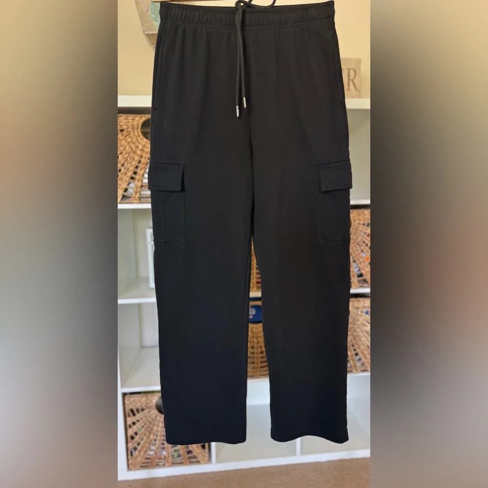 Trendy Queen Womens Cargo Sweatpants Wide Leg Baggy Fleece - Picture 1 of 4